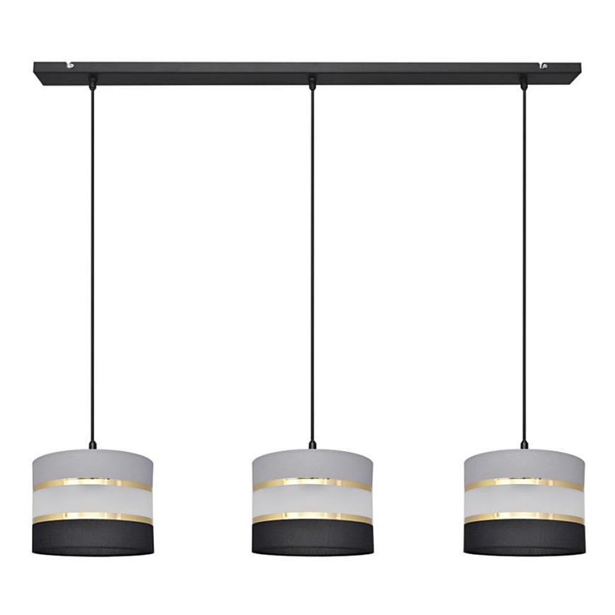 Lampadario a sospensione con filo HELEN 3xE27/15W/230V nero/grigio/oro