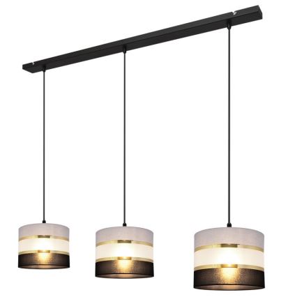 Lampadario a sospensione con filo HELEN 3xE27/15W/230V nero/grigio/oro