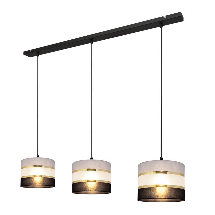 Lampadario a sospensione con filo HELEN 3xE27/15W/230V nero/grigio/oro