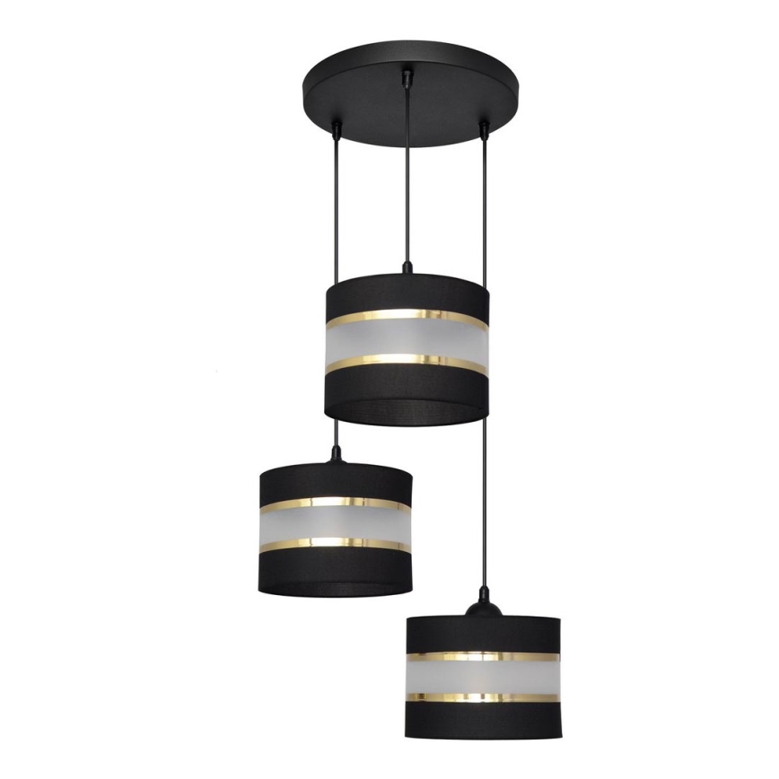 Lampadario a sospensione con filo HELEN 3xE27/15W/230V nero/oro