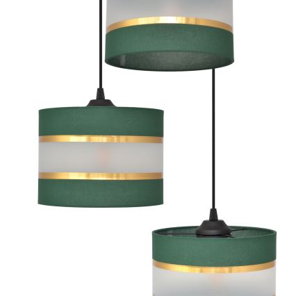 Lampadario a sospensione con filo HELEN 3xE27/15W/230V verde/oro