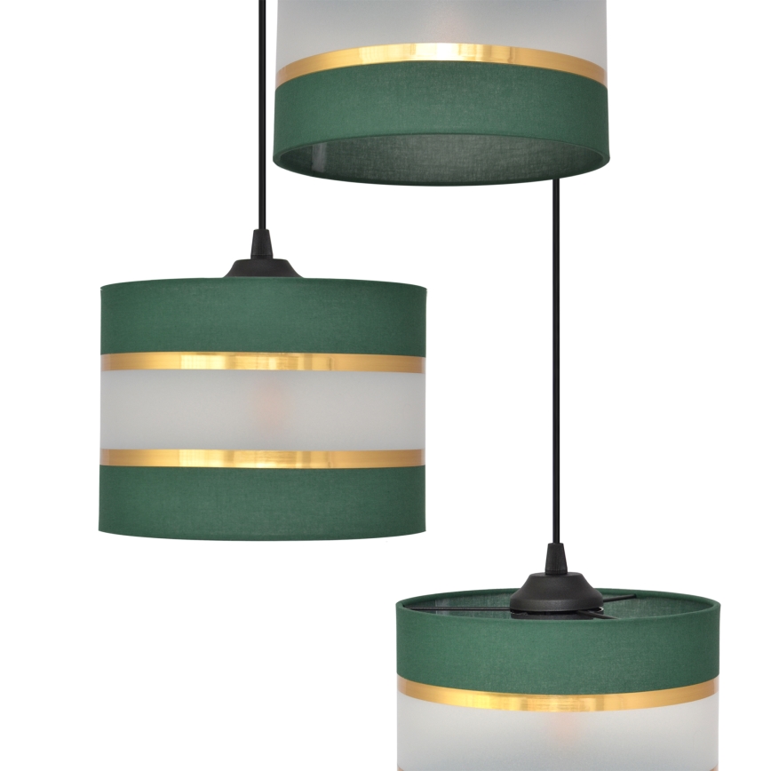 Lampadario a sospensione con filo HELEN 3xE27/15W/230V verde/oro