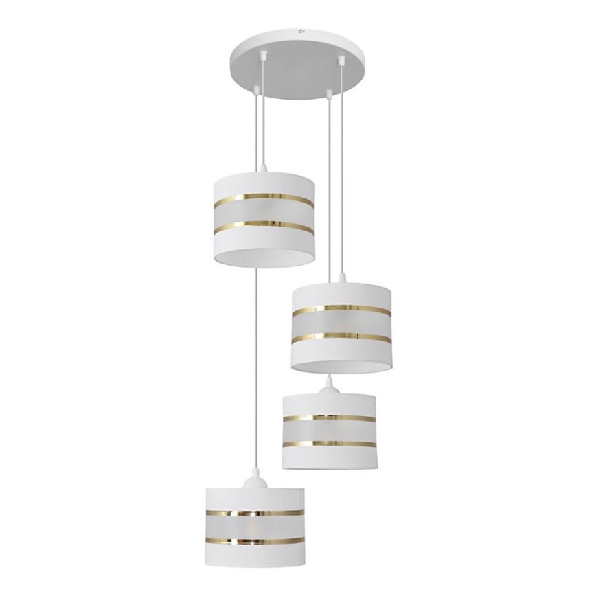 Lampadario a sospensione con filo HELEN 4xE27/15W/230V bianco/oro