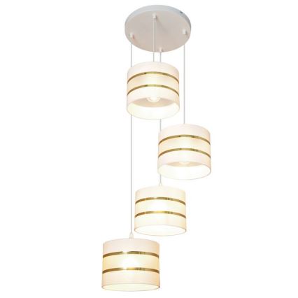 Lampadario a sospensione con filo HELEN 4xE27/15W/230V bianco/oro
