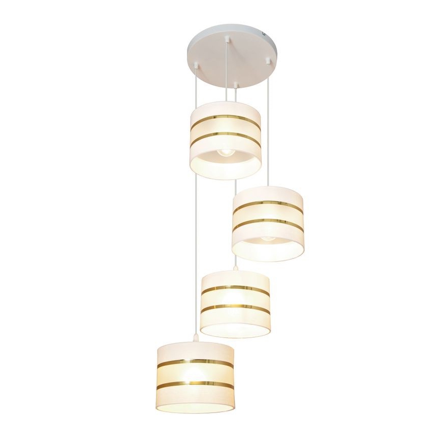 Lampadario a sospensione con filo HELEN 4xE27/15W/230V bianco/oro