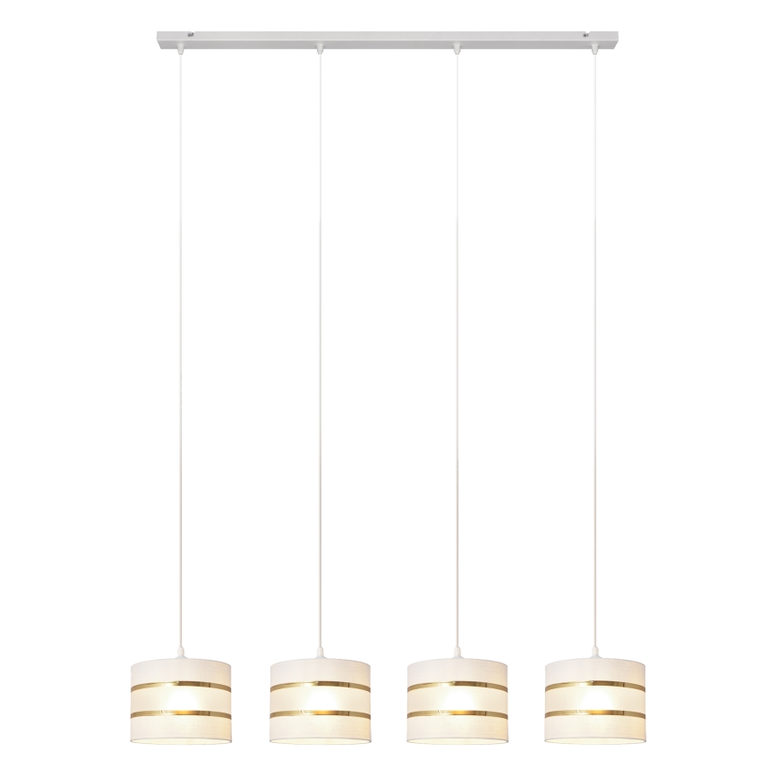 Lampadario a sospensione con filo HELEN 4xE27/15W/230V bianco/oro