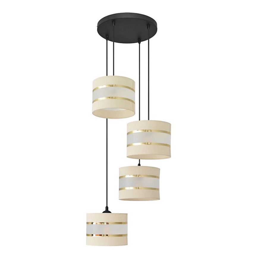 Lampadario a sospensione con filo HELEN 4xE27/15W/230V color crema/nero/oro