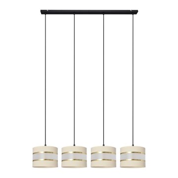 Lampadario a sospensione con filo HELEN 4xE27/15W/230V color crema/nero/oro