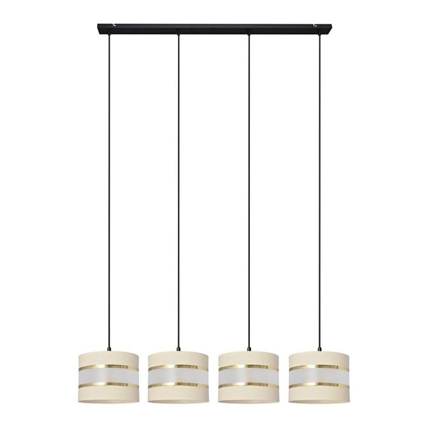 Lampadario a sospensione con filo HELEN 4xE27/15W/230V color crema/nero/oro