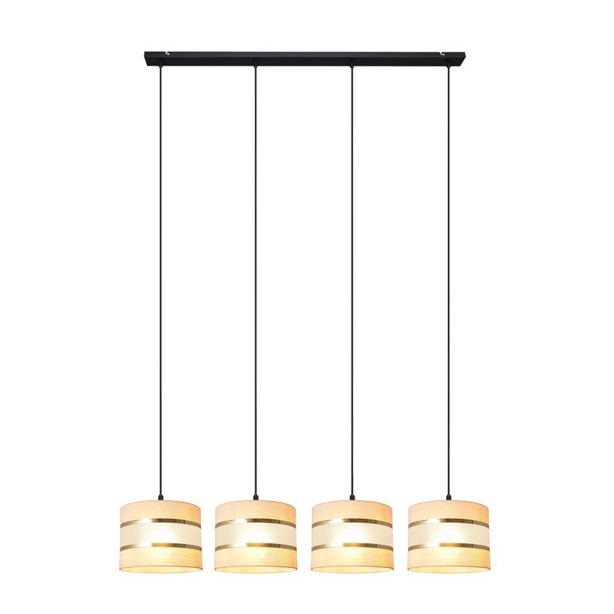 Lampadario a sospensione con filo HELEN 4xE27/15W/230V color crema/nero/oro