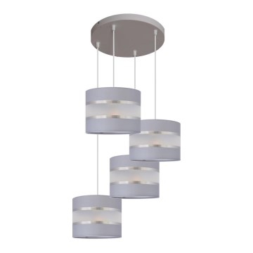Lampadario a sospensione con filo HELEN 4xE27/15W/230V grigio/argento