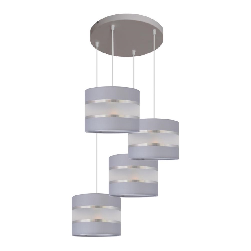 Lampadario a sospensione con filo HELEN 4xE27/15W/230V grigio/argento