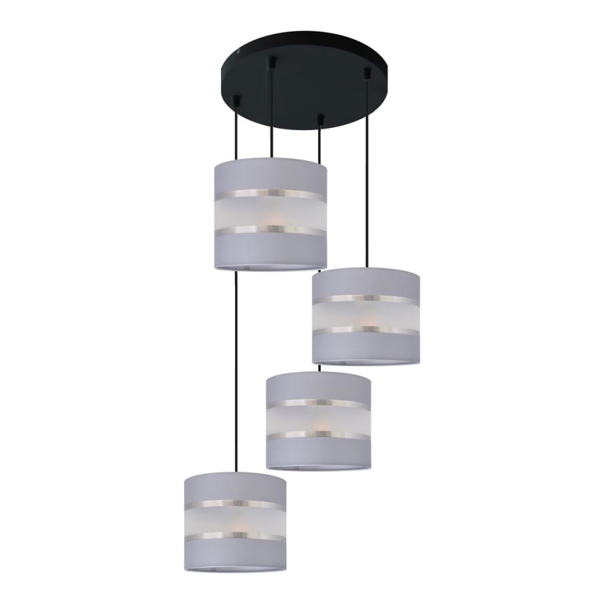 Lampadario a sospensione con filo HELEN 4xE27/15W/230V grigio/nero