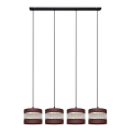 Lampadario a sospensione con filo HELEN 4xE27/15W/230V marrone/nero/oro