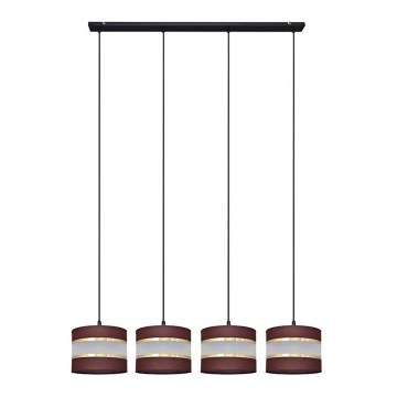 Lampadario a sospensione con filo HELEN 4xE27/15W/230V marrone/nero/oro