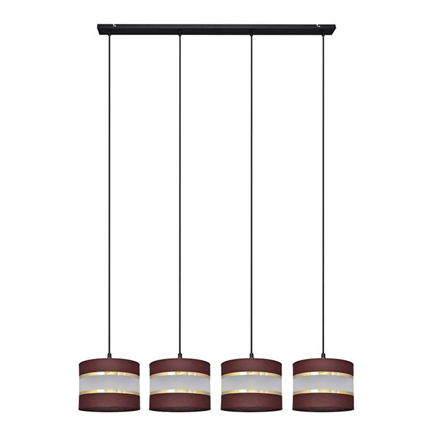 Lampadario a sospensione con filo HELEN 4xE27/15W/230V marrone/nero/oro