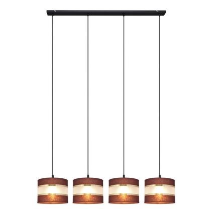 Lampadario a sospensione con filo HELEN 4xE27/15W/230V marrone/nero/oro