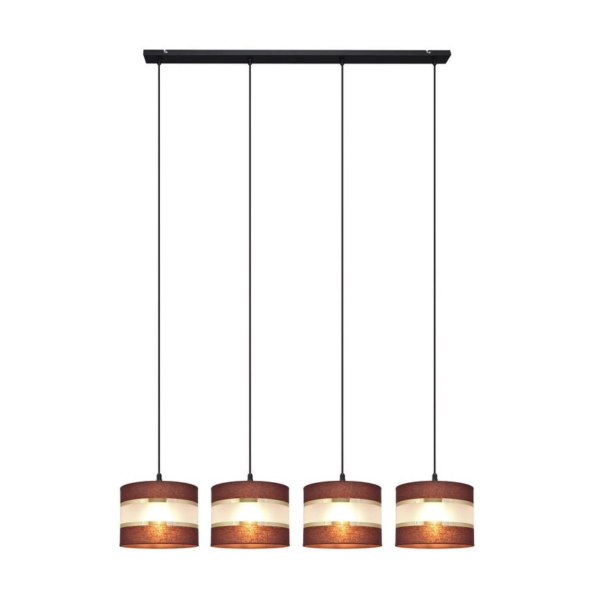 Lampadario a sospensione con filo HELEN 4xE27/15W/230V marrone/nero/oro