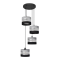 Lampadario a sospensione con filo HELEN 4xE27/15W/230V nero/grigio/argento