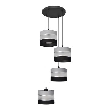 Lampadario a sospensione con filo HELEN 4xE27/15W/230V nero/grigio/argento