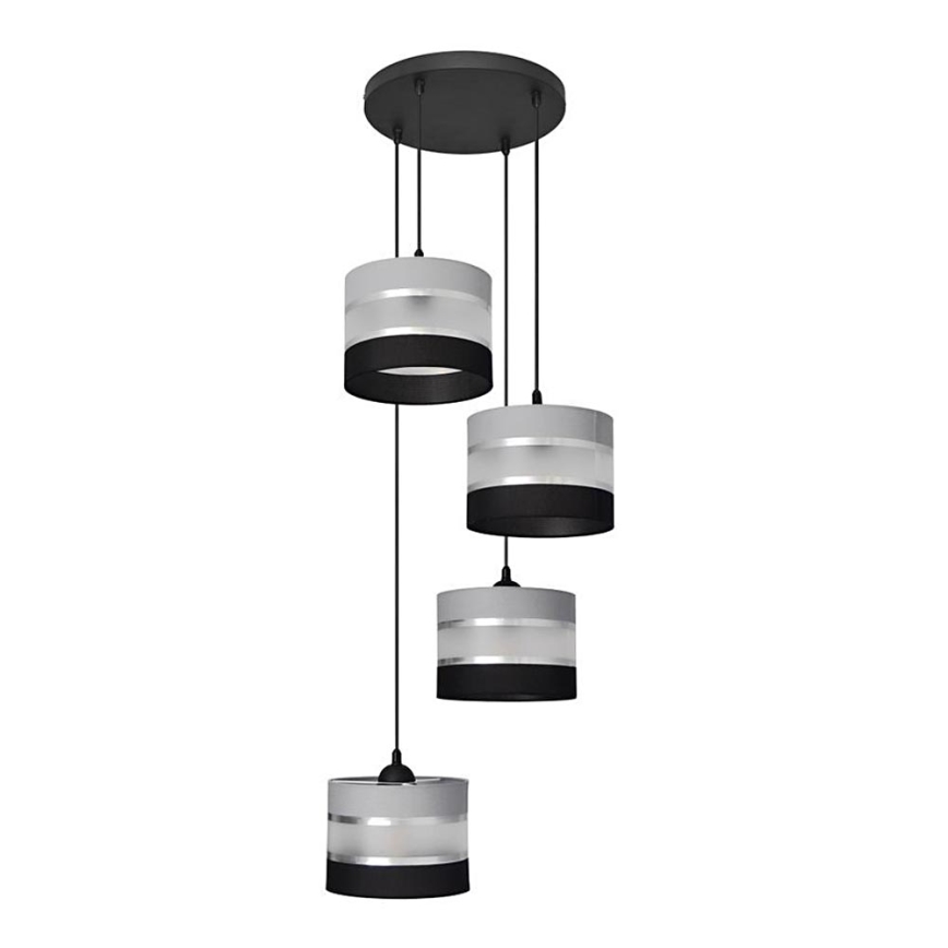 Lampadario a sospensione con filo HELEN 4xE27/15W/230V nero/grigio/argento