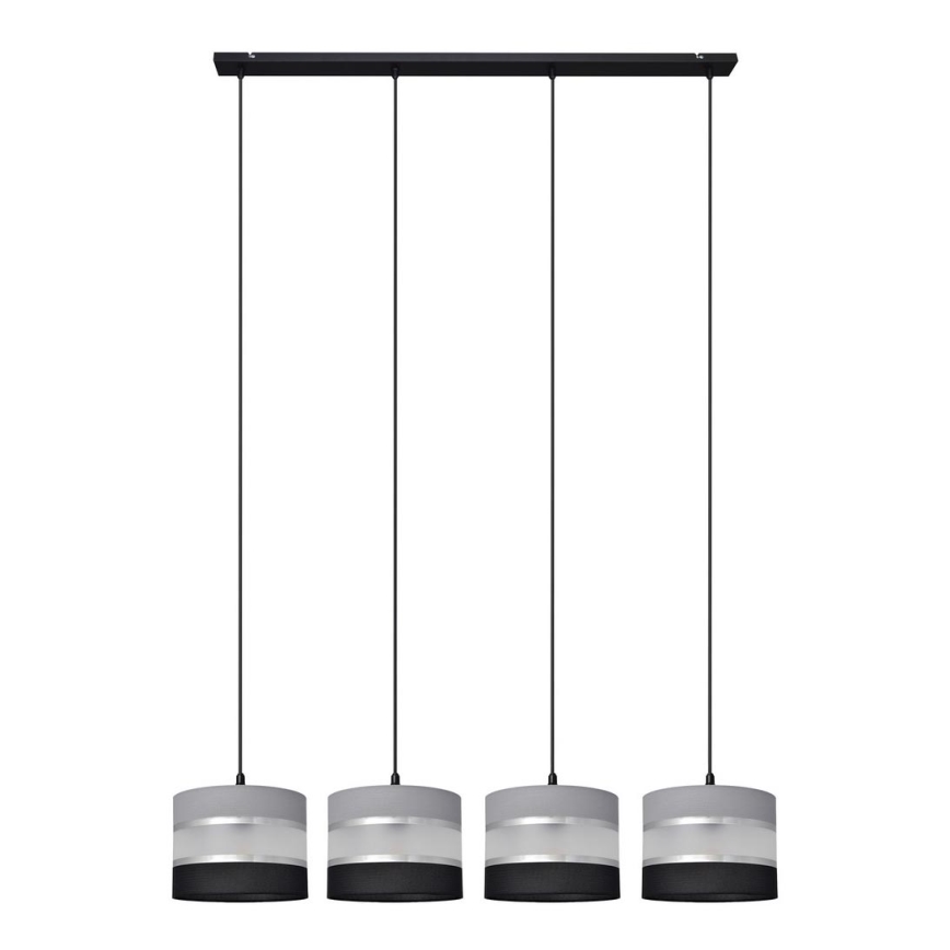 Lampadario a sospensione con filo HELEN 4xE27/15W/230V nero/grigio/argento