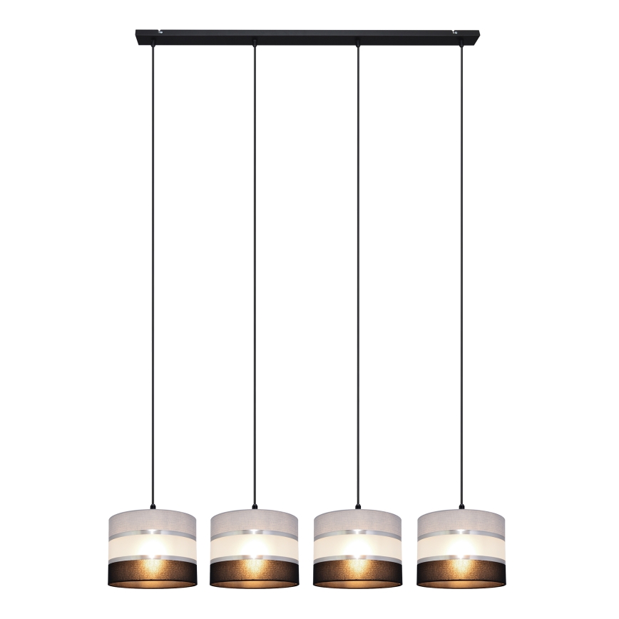 Lampadario a sospensione con filo HELEN 4xE27/15W/230V nero/grigio/argento