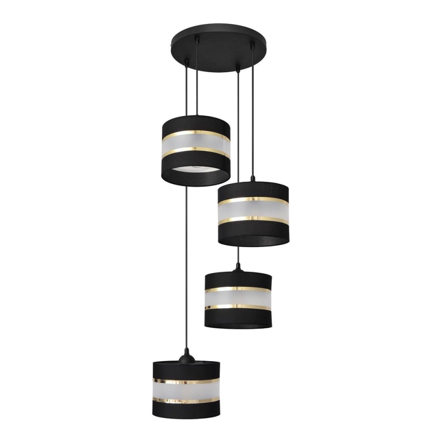 Lampadario a sospensione con filo HELEN 4xE27/15W/230V nero/oro