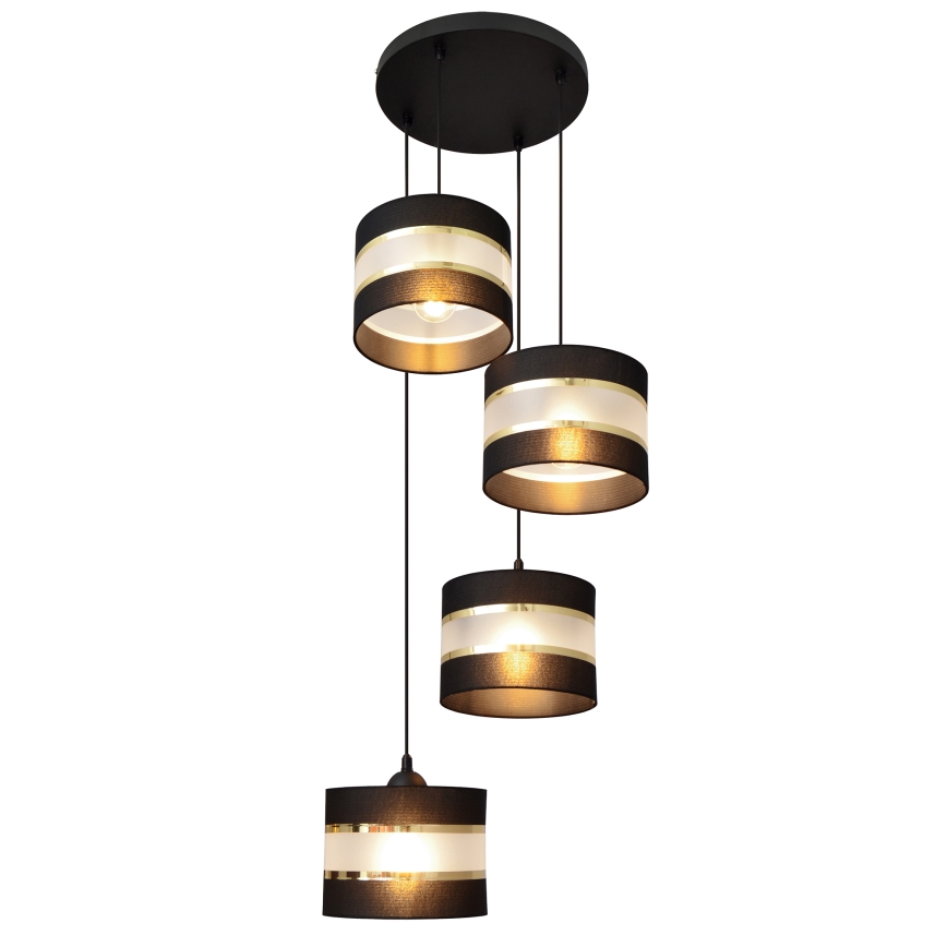 Lampadario a sospensione con filo HELEN 4xE27/15W/230V nero/oro