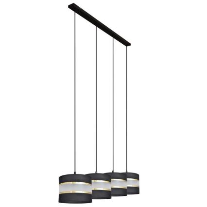 Lampadario a sospensione con filo HELEN 4xE27/15W/230V nero/oro