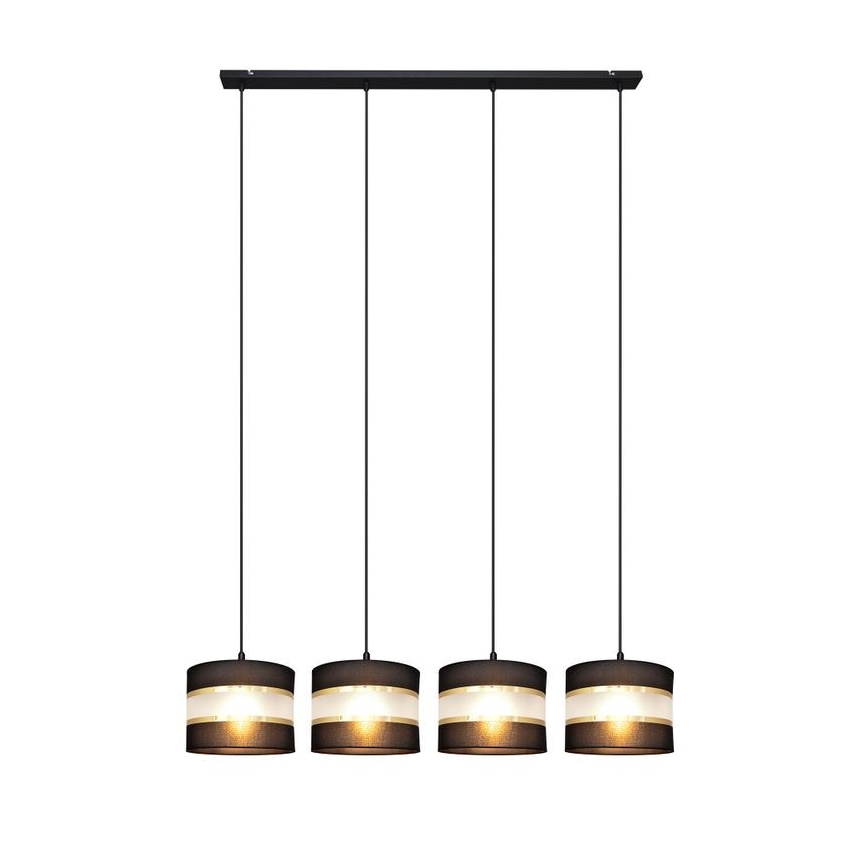 Lampadario a sospensione con filo HELEN 4xE27/15W/230V nero/oro