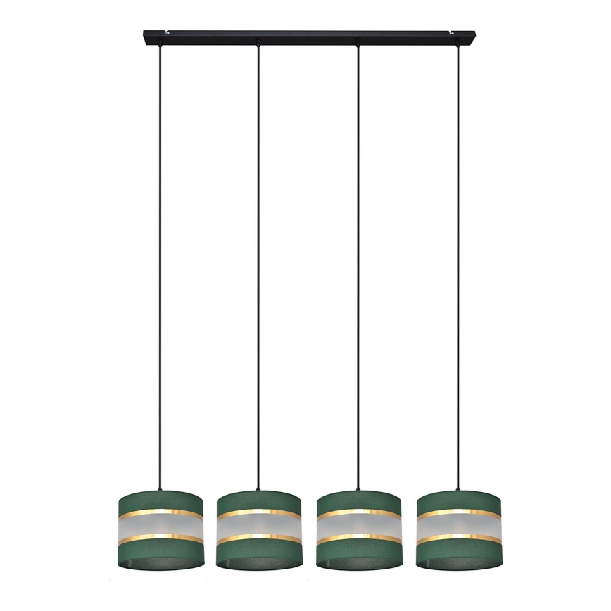 Lampadario a sospensione con filo HELEN 4xE27/15W/230V verde/oro