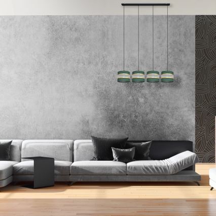 Lampadario a sospensione con filo HELEN 4xE27/15W/230V verde/oro
