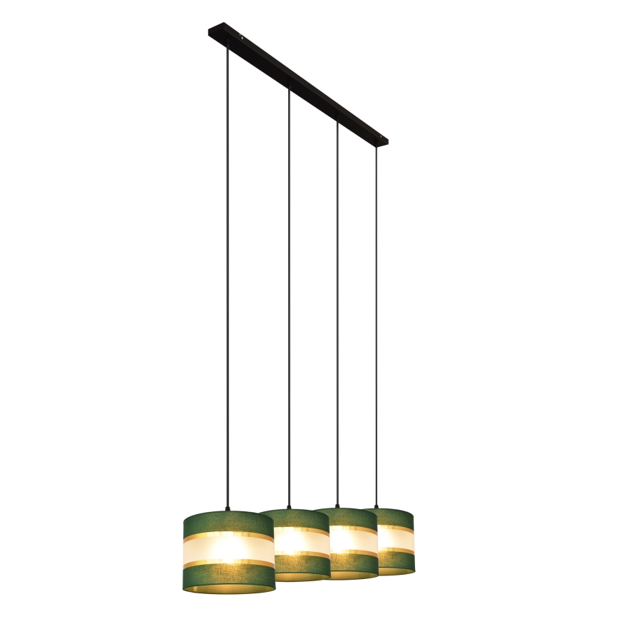Lampadario a sospensione con filo HELEN 4xE27/15W/230V verde/oro