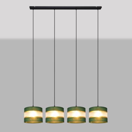 Lampadario a sospensione con filo HELEN 4xE27/15W/230V verde/oro