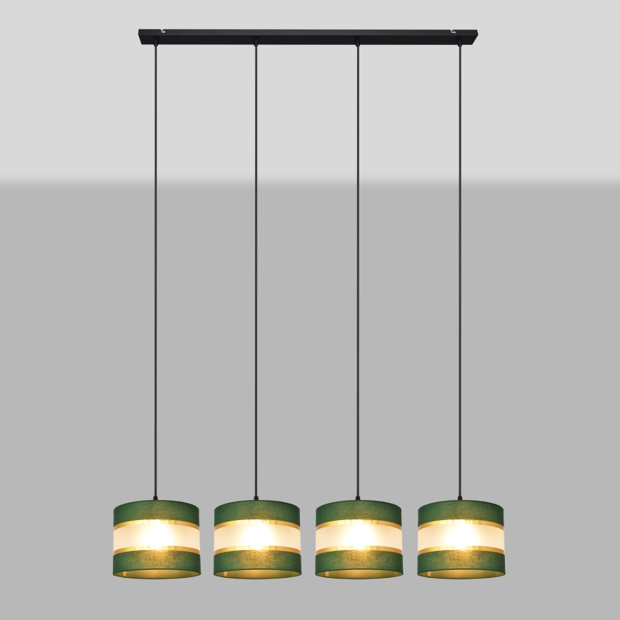 Lampadario a sospensione con filo HELEN 4xE27/15W/230V verde/oro
