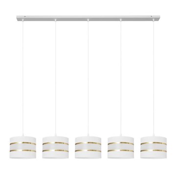 Lampadario a sospensione con filo HELEN 5xE27/15W/230V bianco/oro