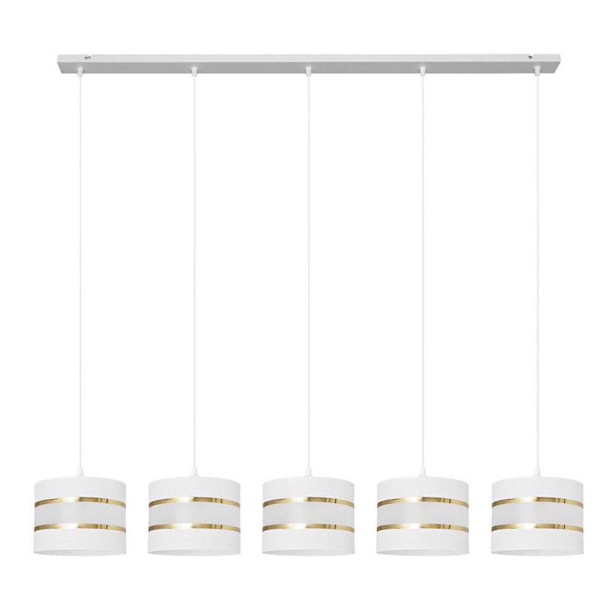 Lampadario a sospensione con filo HELEN 5xE27/15W/230V bianco/oro