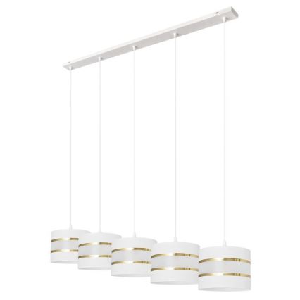 Lampadario a sospensione con filo HELEN 5xE27/15W/230V bianco/oro