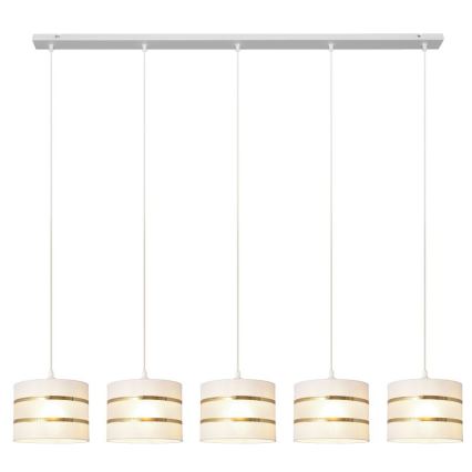 Lampadario a sospensione con filo HELEN 5xE27/15W/230V bianco/oro