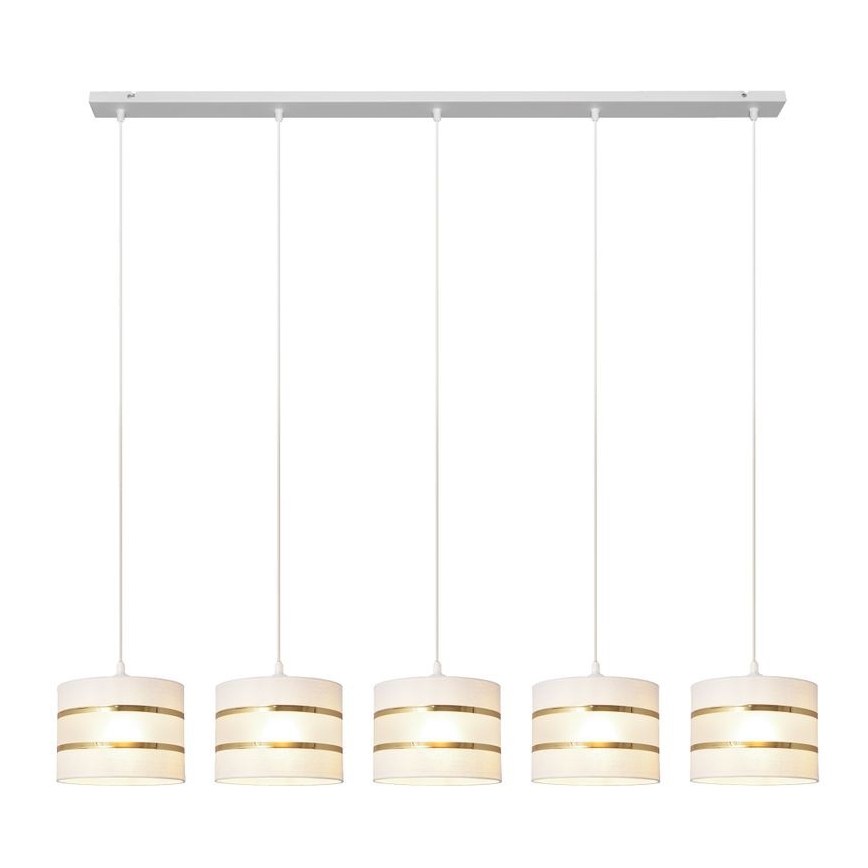 Lampadario a sospensione con filo HELEN 5xE27/15W/230V bianco/oro