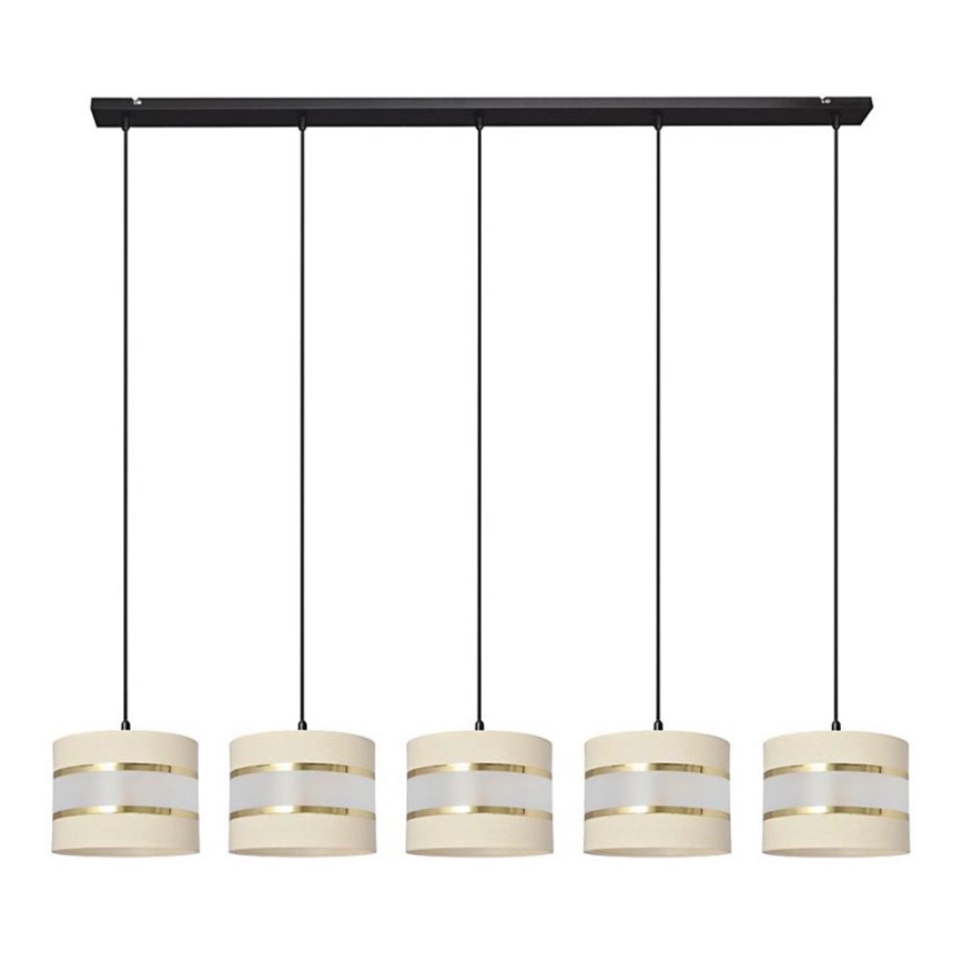 Lampadario a sospensione con filo HELEN 5xE27/15W/230V color crema/nero/oro