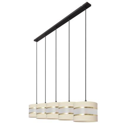 Lampadario a sospensione con filo HELEN 5xE27/15W/230V color crema/nero/oro