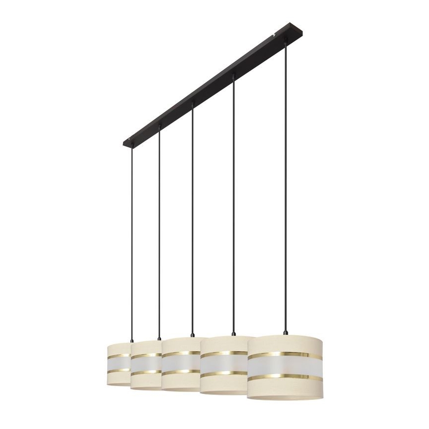 Lampadario a sospensione con filo HELEN 5xE27/15W/230V color crema/nero/oro