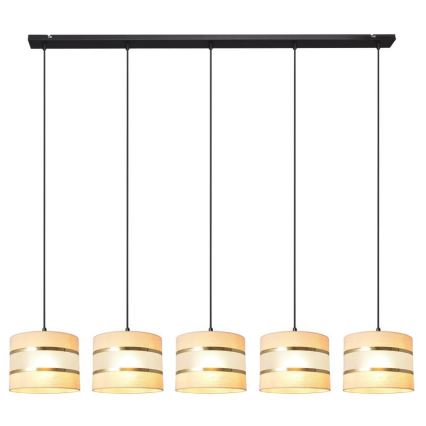 Lampadario a sospensione con filo HELEN 5xE27/15W/230V color crema/nero/oro