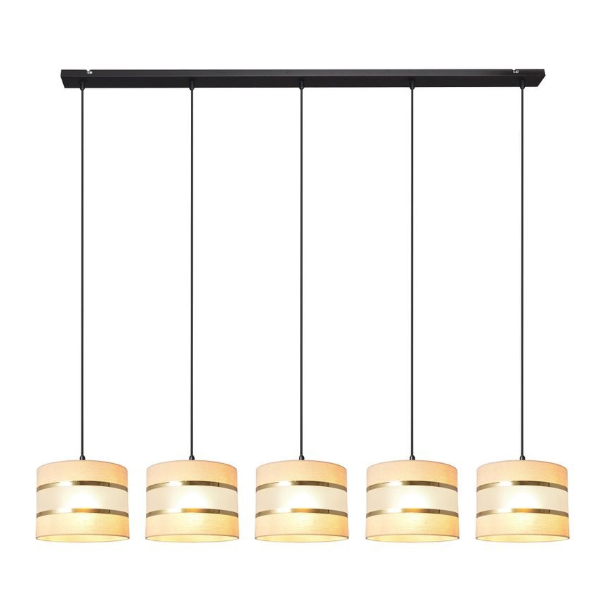 Lampadario a sospensione con filo HELEN 5xE27/15W/230V color crema/nero/oro
