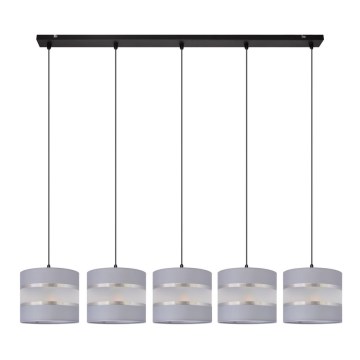 Lampadario a sospensione con filo HELEN 5xE27/15W/230V grigio/nero