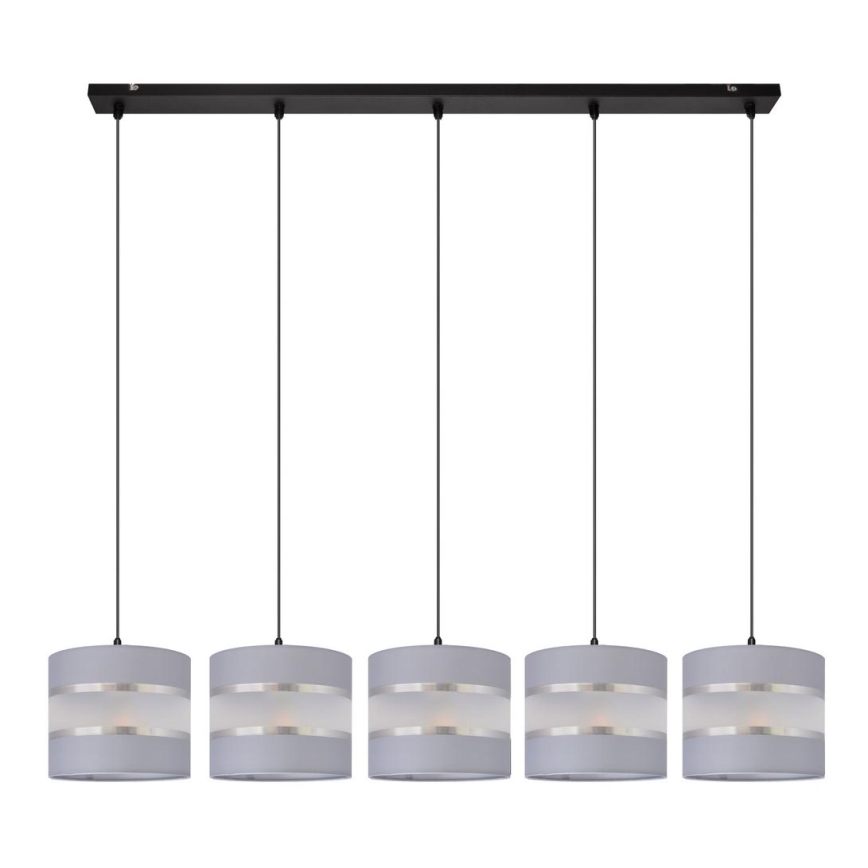 Lampadario a sospensione con filo HELEN 5xE27/15W/230V grigio/nero