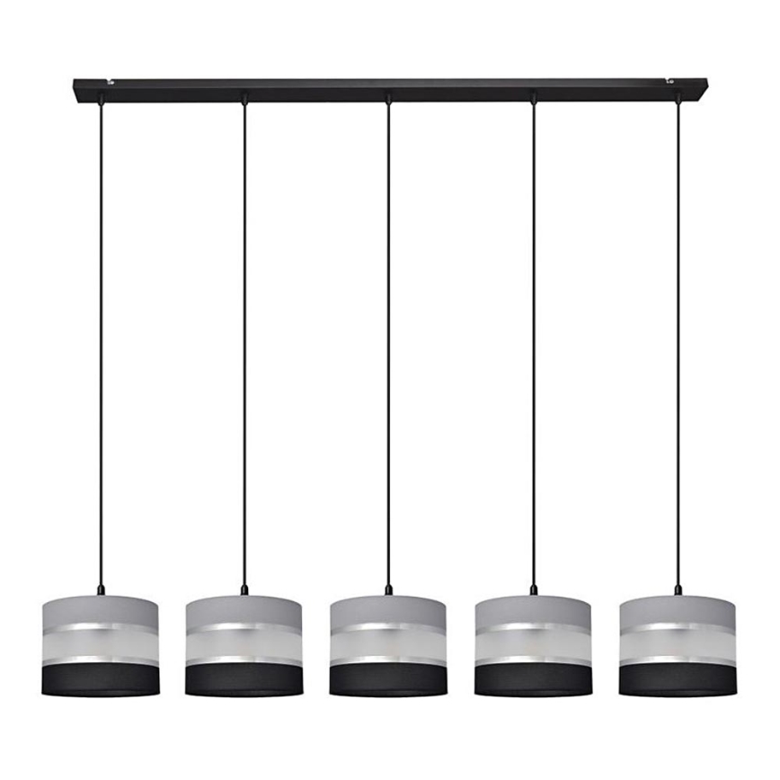 Lampadario a sospensione con filo HELEN 5xE27/15W/230V nero/grigio/argento
