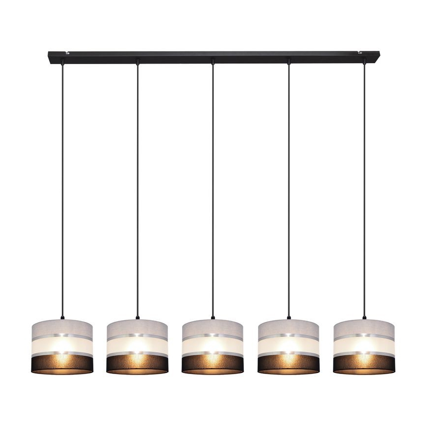 Lampadario a sospensione con filo HELEN 5xE27/15W/230V nero/grigio/argento